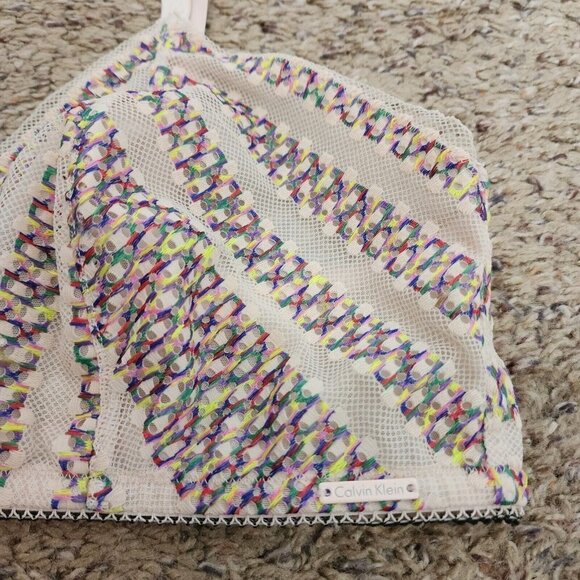 Calvin Klein Multi-Color Rave Mesh Lightweight Thin Triangle Soft Cup Bra L - Picture 8 of 10